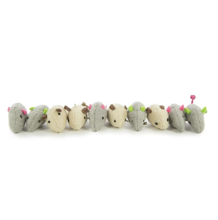 SmartyKat Skitter Critters – Plush Catnip Mice, 10-Pack