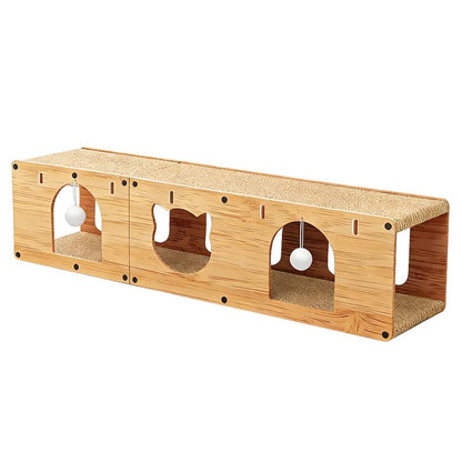 Extra Long Cat Tunnel & Scratcher Lounge – Foldable Hideaway Bed, 100cm