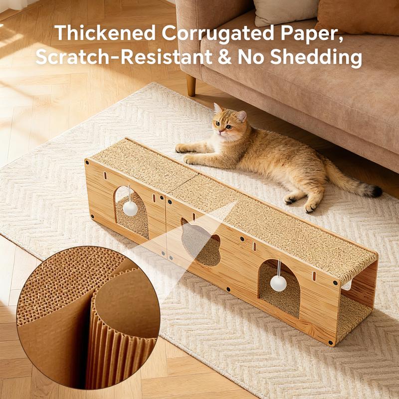 Extra Long Cat Tunnel & Scratcher Lounge – Foldable Hideaway Bed, 100cm